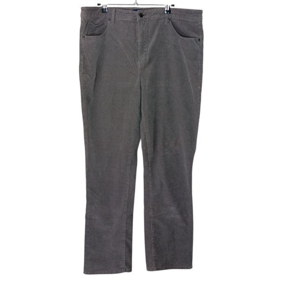 Talbots Gray High Waist Straight Corduroy Dress Pants Size 16 Cotton Blend Zip - Picture 2 of 14